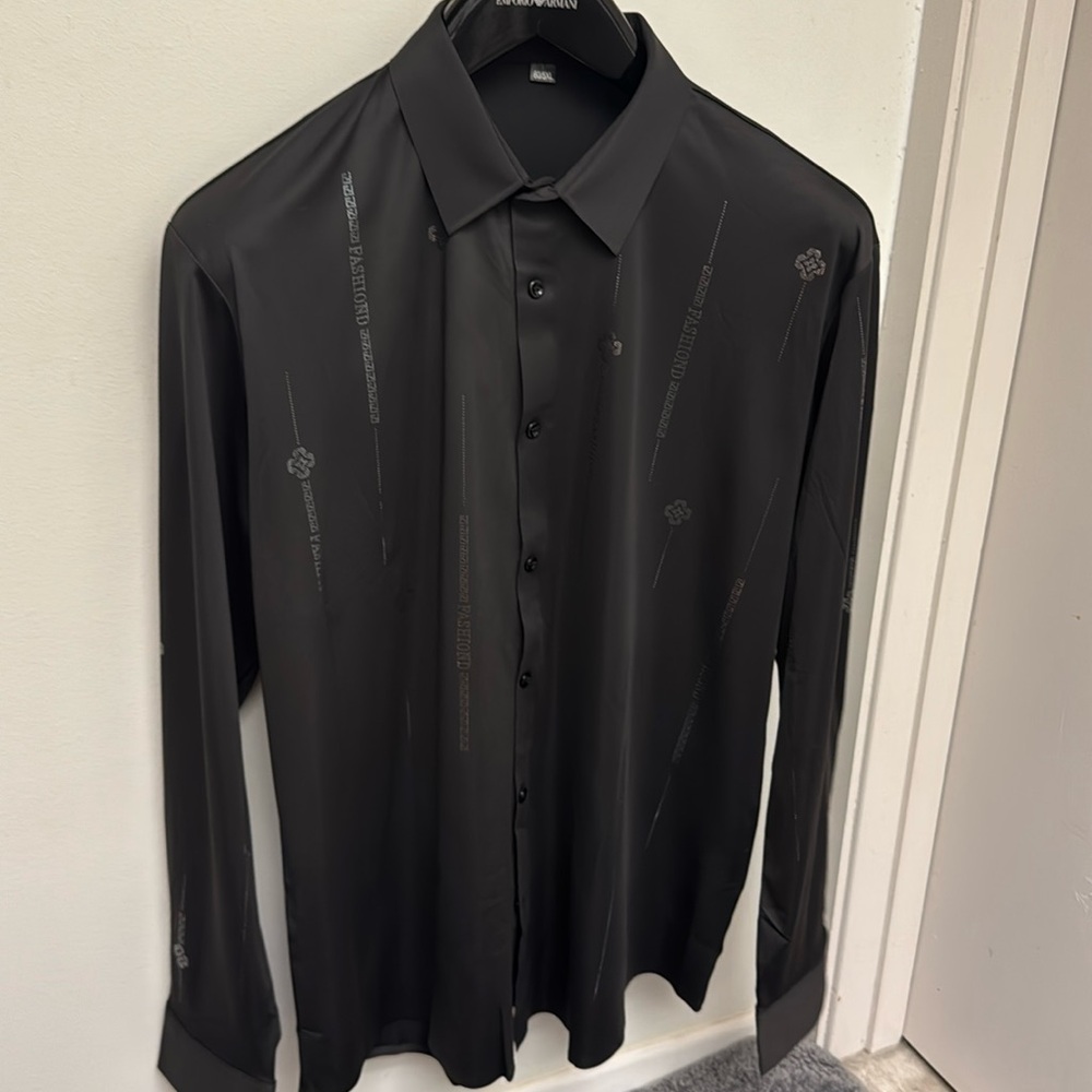 Men’s melted sequins Dress shirt Japan Asian5x slim fit USA XL